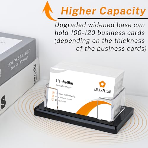 Acrylic Business Card Holder Black 1Pack Enlarged Holds 120 Cards for Office
