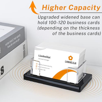 Acrylic Business Card Holder Black 1Pack Enlarged Holds 120 Cards for Office