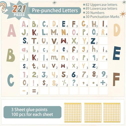 221 Pcs Boho Bulletin Board Letters for Classroom Wall (221 Count)