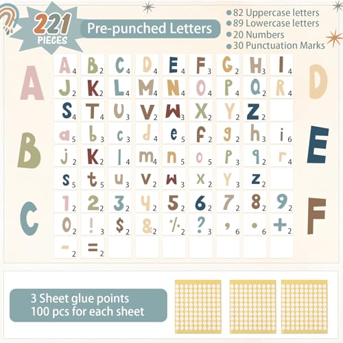 221 Pcs Boho Bulletin Board Letters for Classroom Wall (221 Count)