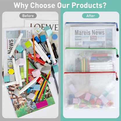 12pcs Mesh Zipper Pouch Bags (9 Count)