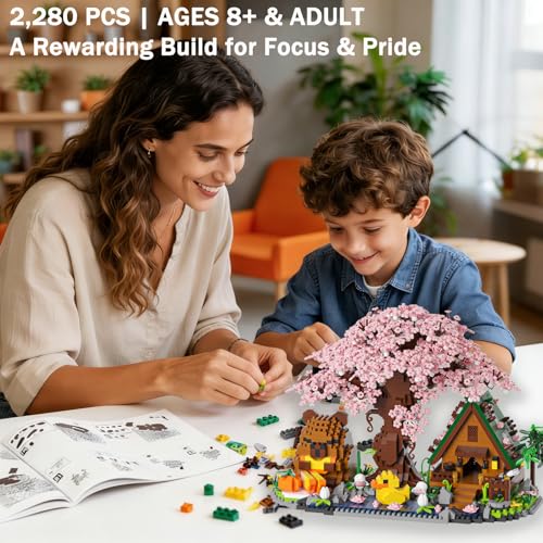 Capybara Cherry Blossom Bonsai Tree House Building Sets for Adults & Kids