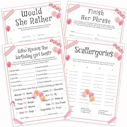 Birthday Party Games Set for Girls (20 Count)