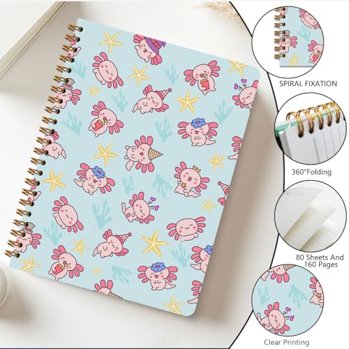 Axolotl Spiral Notebooks Animal Mexican Walking Fish Lined Journal Notepads