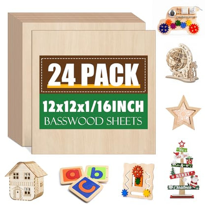 24 Pack Basswood Sheets 1 (24 Count)