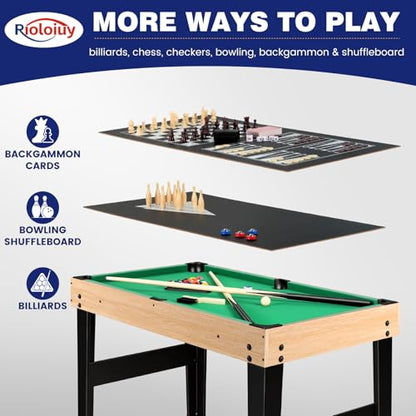 12-in-1 Multi Game Table, Foosball, Air Hockey, Pool and More, Compact Wood Game Table for Home Game Rooms and Family Nights