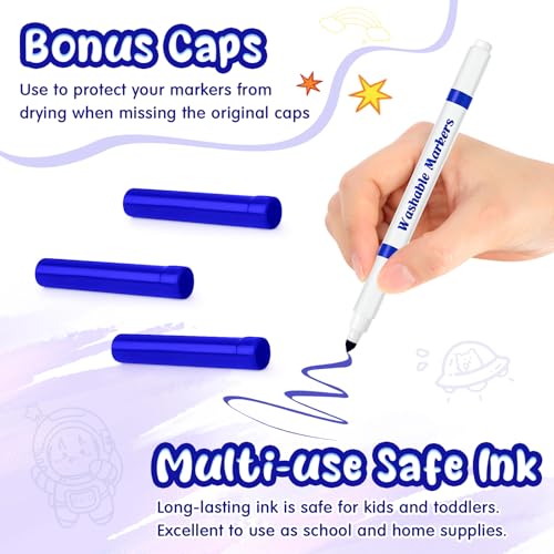 18 Pcs Line Washable Markers Blue Fine Tip Markers for Kid (18 Count)
