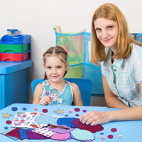 8 Pack Mermaid Craft for Kids Creative Make Your Own Mermaid Shell Foam Stickers DIY Arts and Crafts for Kids Boys Girls Summer Art Activity Party Decoration Birthday Gifts (8 Count)