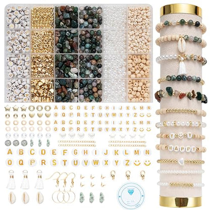 Jewelry Making Supplies Kit Natural Stone Beads for Irregular Natural Stone with for DIY Craft Bracelet Necklace Earrings for Adults