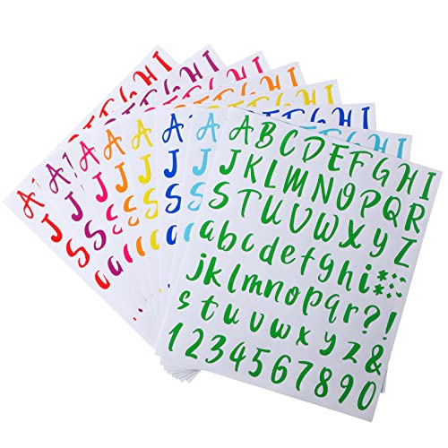 576 Pcs 8 Sheets Letters Stickers Vinyl Alphabet Number Decals Back to School Supplies for Water Bottles Cups Mailbox Scrapbooking Bulletin Board Classroom Decor