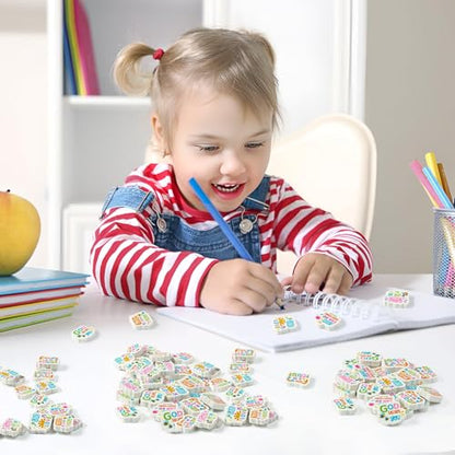 Christian Inspirational Mini Erasers Back to School 60Pcs Inspirational Faith Over Fear Pencil Eraser Colorful God 3D Desk Puzzle Statione Pet for Student Kid Classroom Reward Birthday Supplies (60 Count)