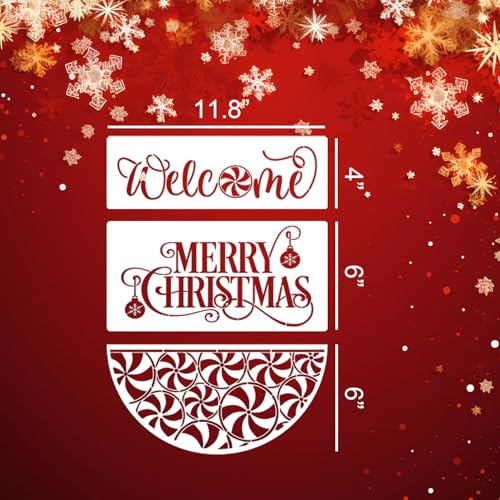Christmas Stencils for Crafts Reusable 12" Christmas Stencils for Door Mats (18 Count)
