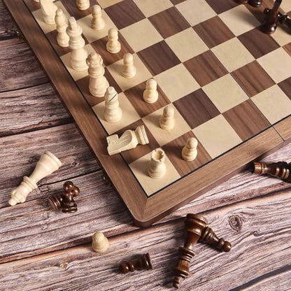 15" Wooden Chess Set with Magnetic Pieces