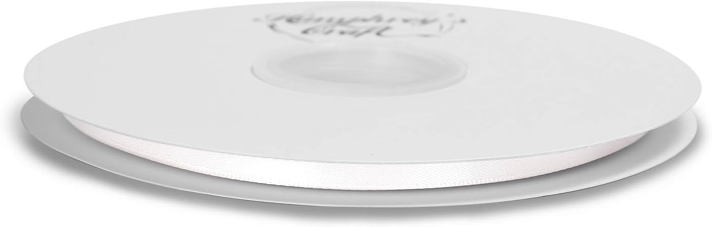 Humphrey's Craft 1/4 Inch White Double Faced Satin Ribbon - 50 Yards Variety of Color for Crafts Gift Wrapping DIY Bows Bouquet Decoration Sewing Christmas Tree Wedding and Invitation Card. - Crafty Corner