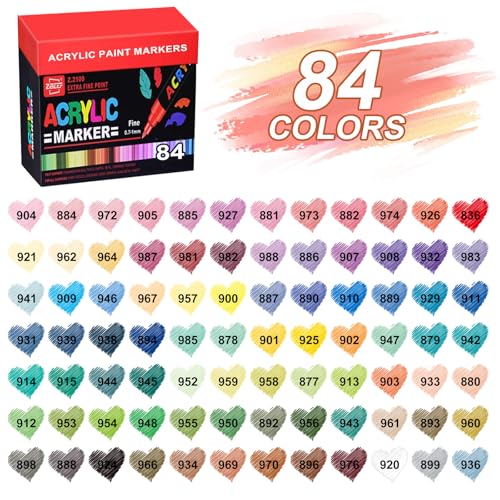 84 Colors Acrylic Paint Markers and ACRYLIAC PAINT PENS for Rock (84 Count)