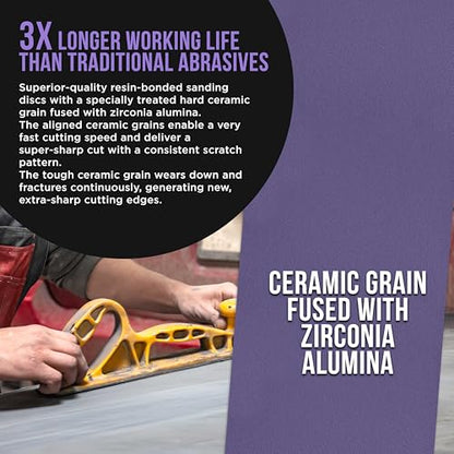 Premium 120 Grit PSA Purple Film Ceramic Longboard Sandpaper (60 Foot)