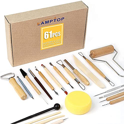 61Pcs Pottery Ceramic Tools & Polymer Clay Sculpting Tools Set for Pottery Modeling Clay Tools and Carving