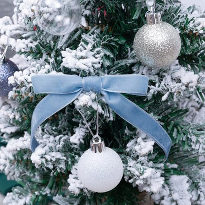Vintage Dusty Blue Velvet Ribbon Christmas Ribbon for Gift Wrapping Crafts Christmas Tree Ornaments Garland Decorations