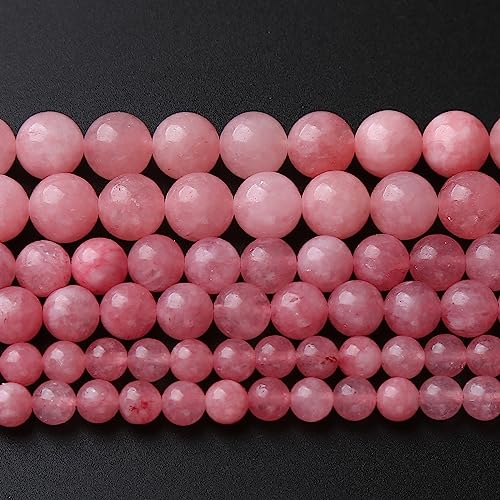 36pcs 10mm Natural Rose Pink Chalcedony Stone Round Loose Beads for Jewelry Making DIY Bracelets Necklaces Crystal Energy Healing Stone Beads 15"