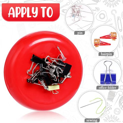 2 Pieces Magnetic Pin Holder Sewing Bobby Pin Cushion Needle Round Paper Clip Holder Magnetic Cushion Sewing Magnet Push for Hairclip Storage Case Cushions Supplies Organizer (2 Count)