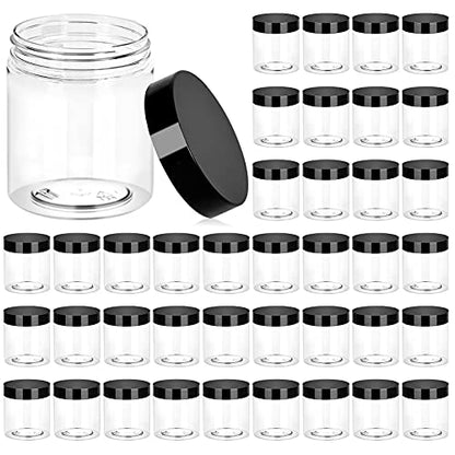 36 Pack 8 OZ Plastic Jars Clear Cosmetic Container with Lids