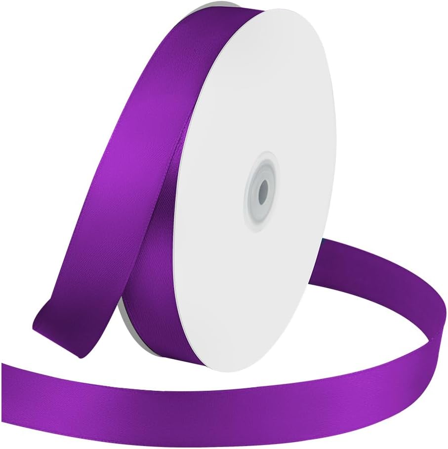 1 Inches x 100 Yards Polyester Satin Ribbon, Solid Color Purple Satin Ribbon for Crafts, Gift Wrapping, Hair Bows, Wedding Party Decoration, Bow Making & Other Projects (Purple) - Crafty Corner