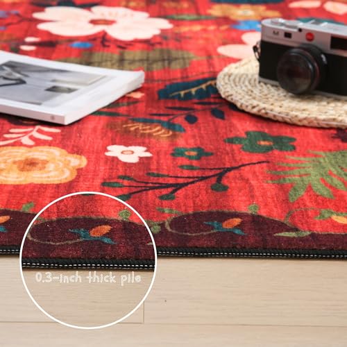 Door Mat Indoor Entrance 2x3 Rug Machine Washable Boho Floral Small Area Rug Non