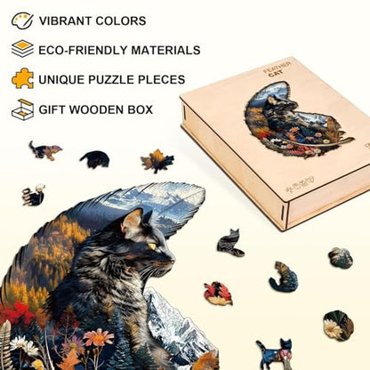 Feather Cat Puzzles Adults Gifts Wooden 190 Pieces 13.4 * 9.3in