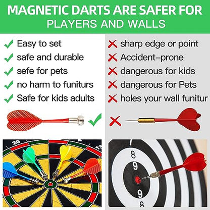 2in1 Magnetic Dart Board for Kids Adult (24 Count)