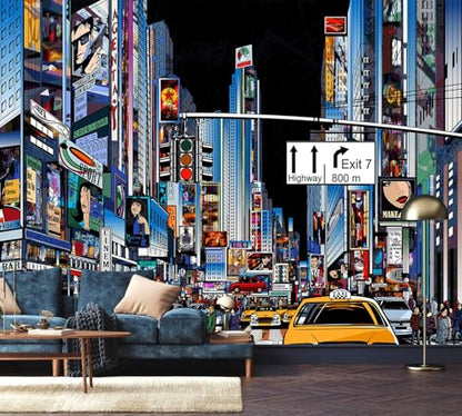 Hand Painted New York City Wallpaper wall murals for Bathroom 159"x107"