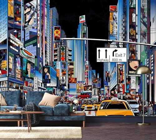 Hand Painted New York City Wallpaper wall murals for Bathroom 159"x107"