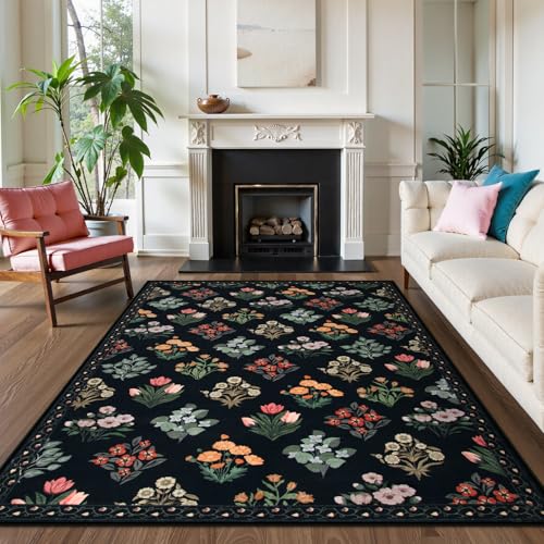Floral Print 8x10 Washable Rug (80 Sq Ft)