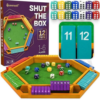 Color Shut The Box Game Wooden Board for 1
