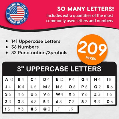 3 Inch Bulletin Board Letters & Numbers (209 Count)