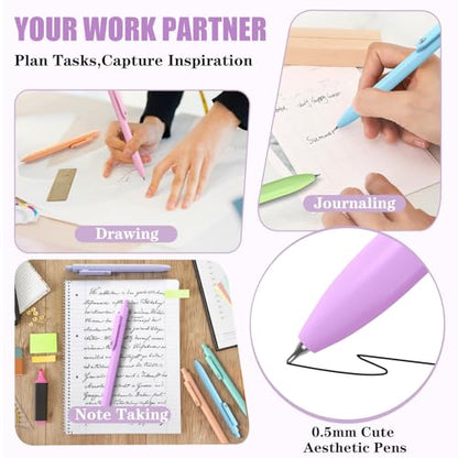 Gel Pens 8pcs Black Ink Pens 0.5mm Smooth Writing Pens