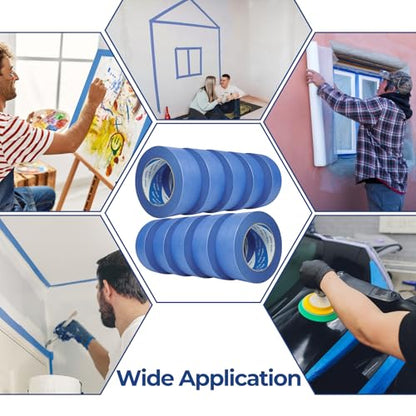 10 Rolls Blue Painters Tape 2 Inch (10 Count)