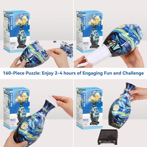 3D Puzzle Vase for Adults with 160 Plastic Pieces (160 Count)