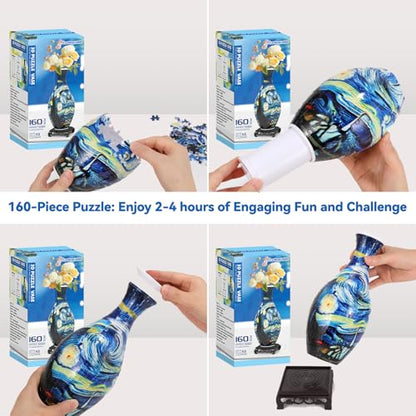 3D Puzzle Vase for Adults with 160 Plastic Pieces (160 Count)