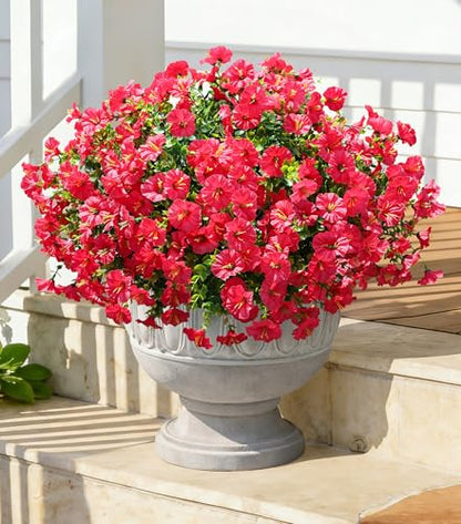 Fake Plants Artificial Flowers for Outdoor Outside Decor (12 Count)