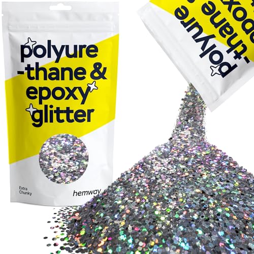 Resin Glitter Gun Metal Grey Holographic 100g Extra Chunky (3.5 Ounce)