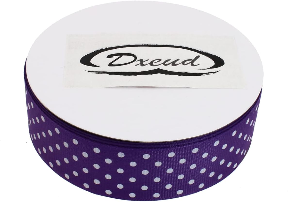 Polka Dot Grosgrain Ribbon 25 Yard Each Roll 100% Polyester (1", Purple) - Crafty Corner