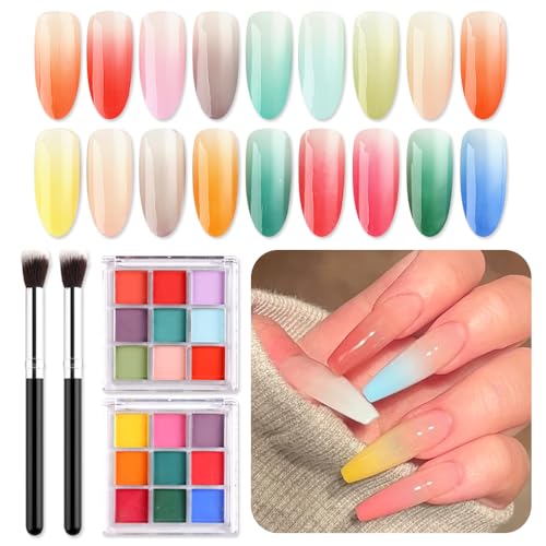 18 Colors Neon Phosphor Solid Pigment Powder Set for Ombre Nails (4.49 Ounce)