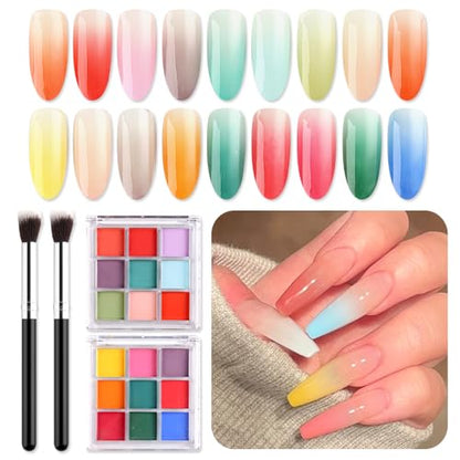 18 Colors Neon Phosphor Solid Pigment Powder Set for Ombre Nails (4.49 Ounce)