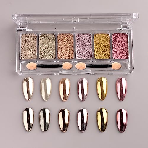6 Colors Chrome Nail Powder Palette