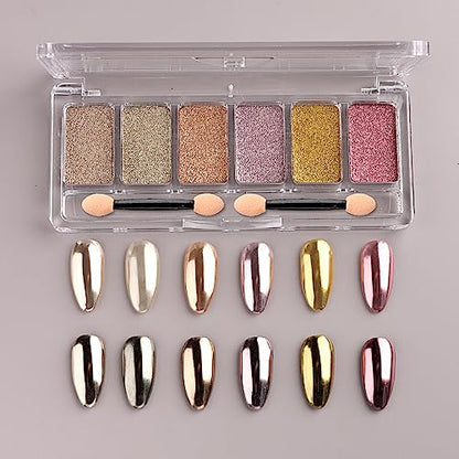 6 Colors Chrome Nail Powder Palette