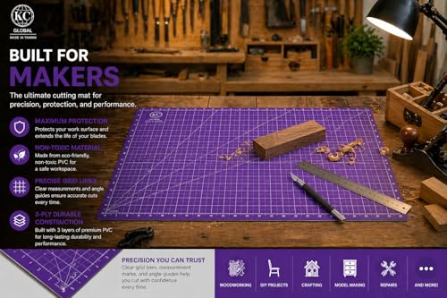 A1 (38"x26") Professional Grade Self-Healing Cutting Mat - Purple, Odor-Free, Reversible, Eco-Friendly, Durable, 2mm PVC Material, Premium Desk Mat for Crafters, Quilters, and Hobbyists