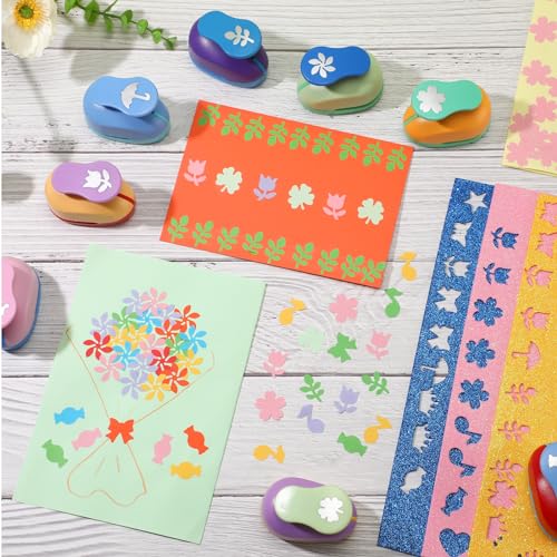 10 Pcs Craft Hole Punch Shapes 1 Inch Paper Punch Hole Mix Shapes Cutters for Paper Crafting Scrapbooking Office Supplies (10 Count)