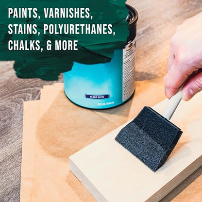 US Art Supply 3 inch Foam Sponge Wood Handle Paint Brush Set