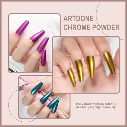 24Jars Chrome Nail Art Pearl Powder White Kit Gold Mirror Effect (24 Count)