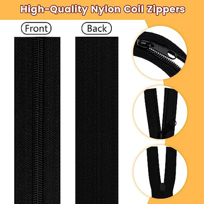 5# Zippers 12 m Nylon Endless Zip Set with Slider and Zip for Sewing and Crafts (12 Count)